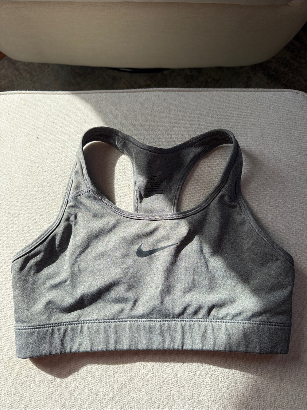 Nike Grey Racerback Sports Bra with Swoosh